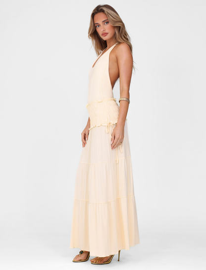 DENALI HALTER DRESS - NEUTRAL : BONE