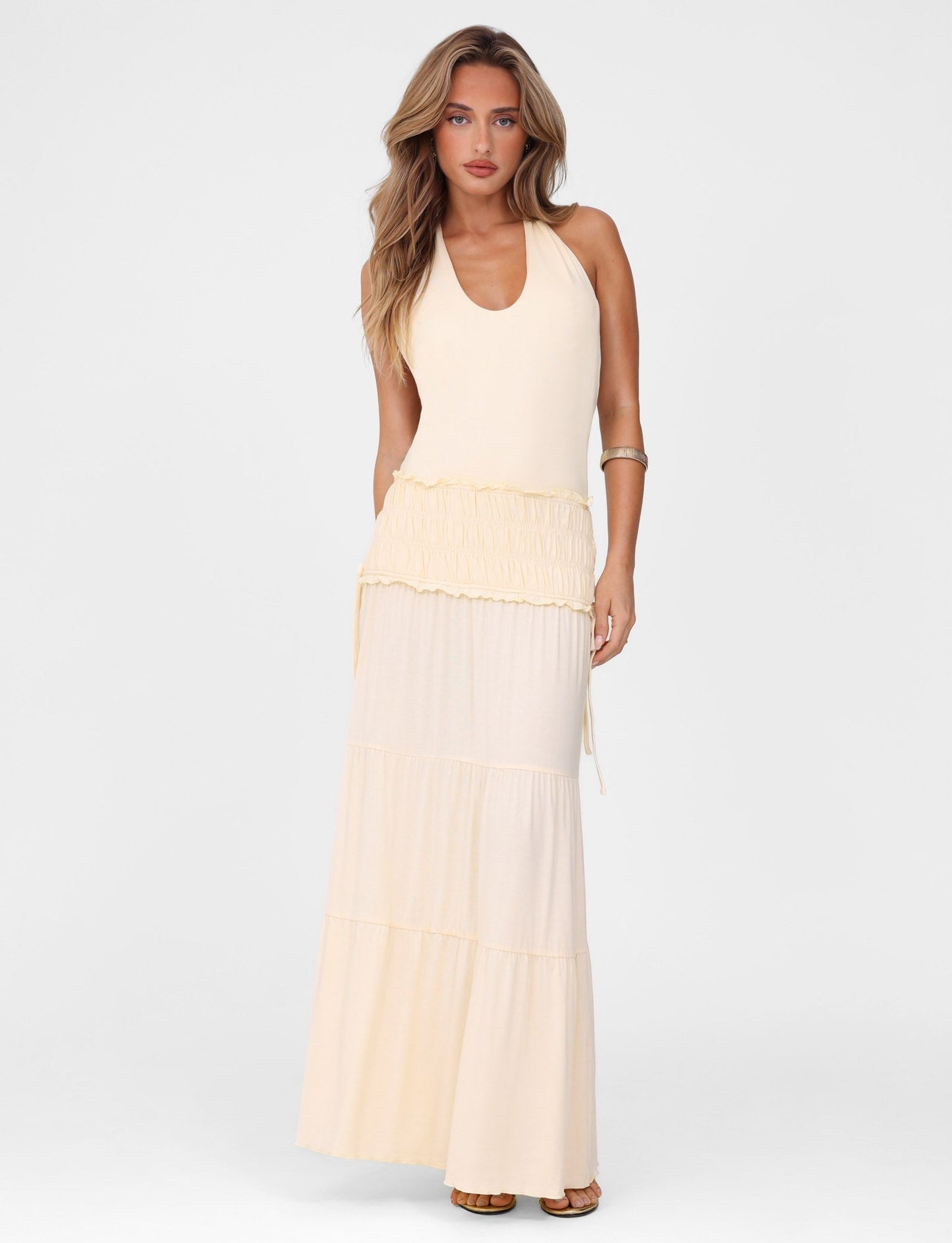 DENALI HALTER DRESS - NEUTRAL : BONE