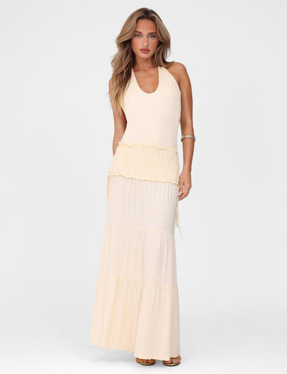DENALI HALTER DRESS - NEUTRAL : BONE