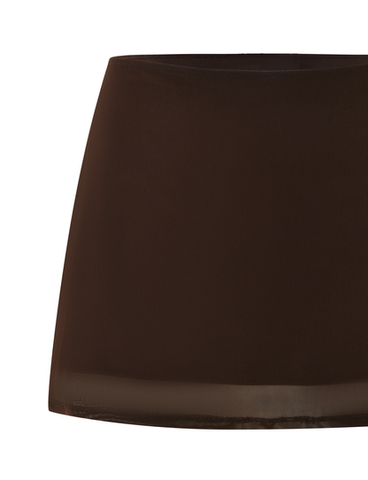 OCTAVIA MINI SKIRT - BROWN : CHOCOLATE