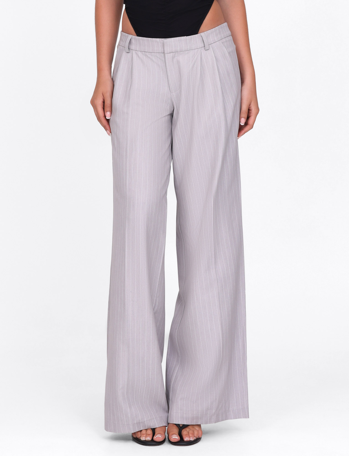 AMBERLY SUIT PANT - GREY : PINSTRIPE : GREY PINSTRIPE