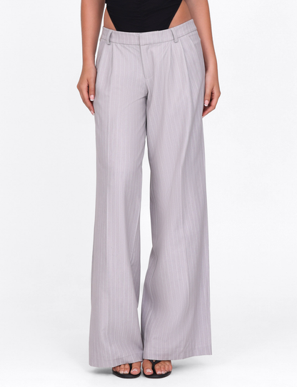 AMBERLY SUIT PANT - GREY : PINSTRIPE : GREY PINSTRIPE