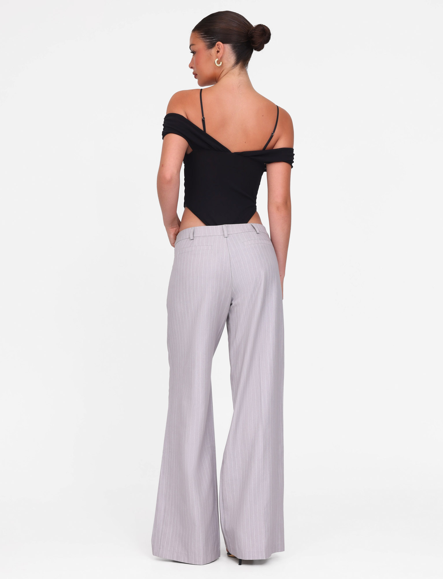 AMBERLY SUIT PANT - GREY : PINSTRIPE : GREY PINSTRIPE