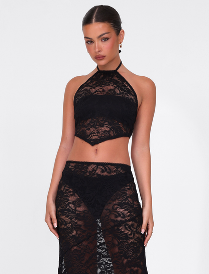 SIYA LACE TOP - BLACK : LACE : BLACK LACE