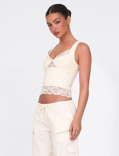 DIONE LACE TOP - YELLOW : BUTTER : SOFT BUTTER
