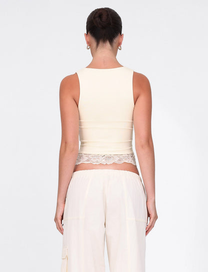DIONE LACE TOP - YELLOW : BUTTER : SOFT BUTTER