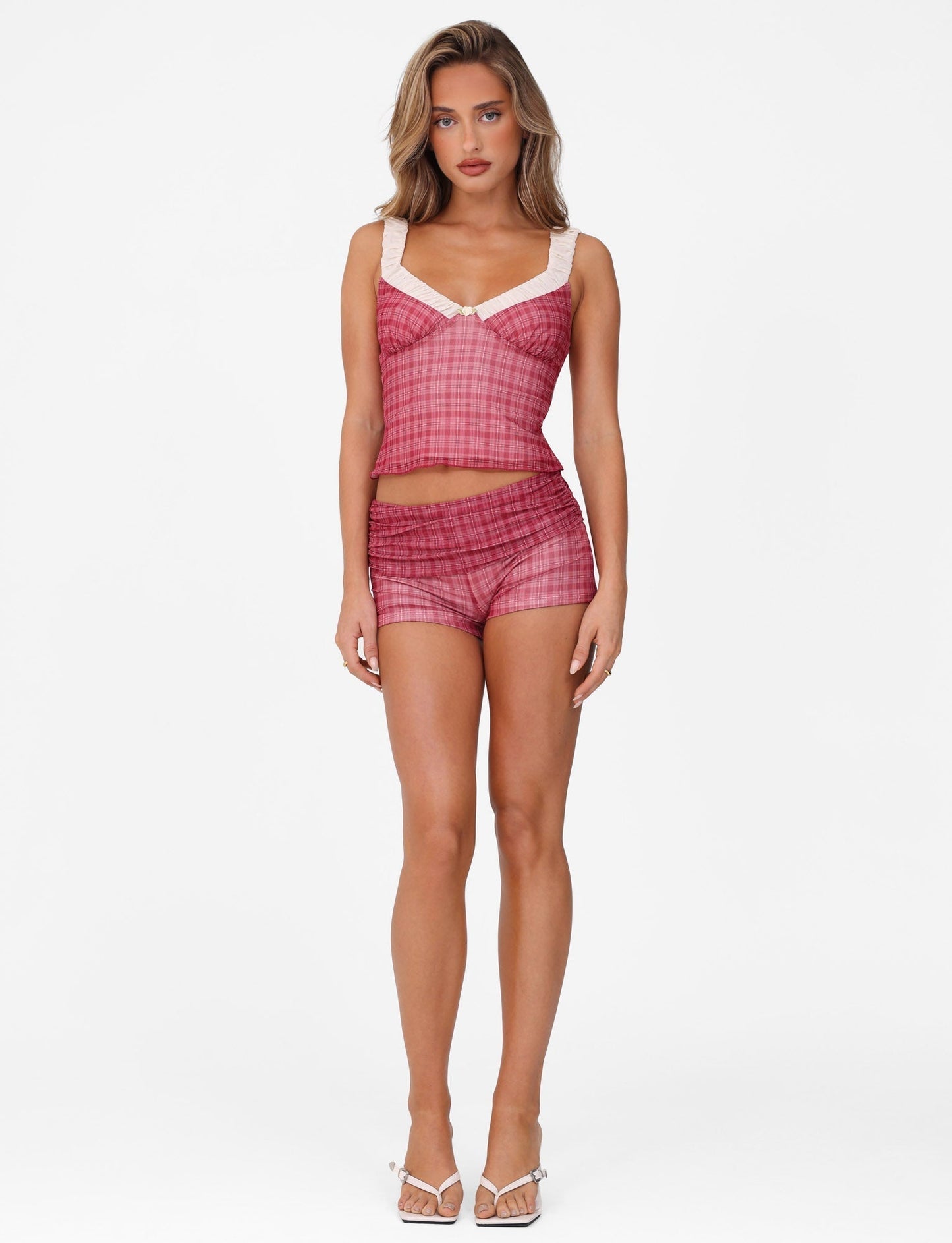 AMARAN SHORT - RED : RED CHECK