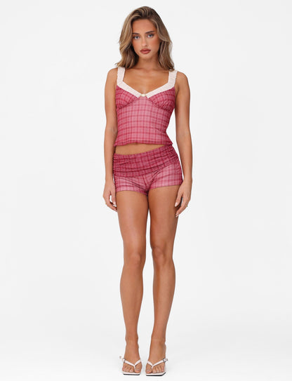 AMARAN SHORT - RED : RED CHECK