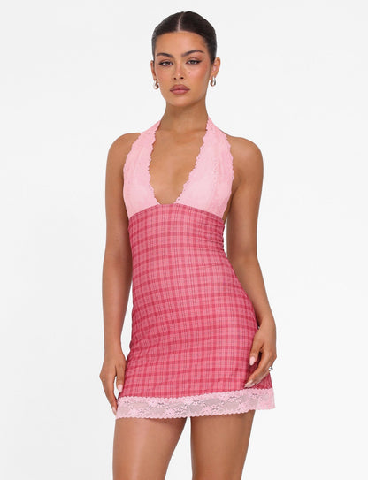 NAVIA DRESS - RED : RED CHECK