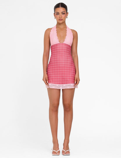 NAVIA DRESS - RED : RED CHECK