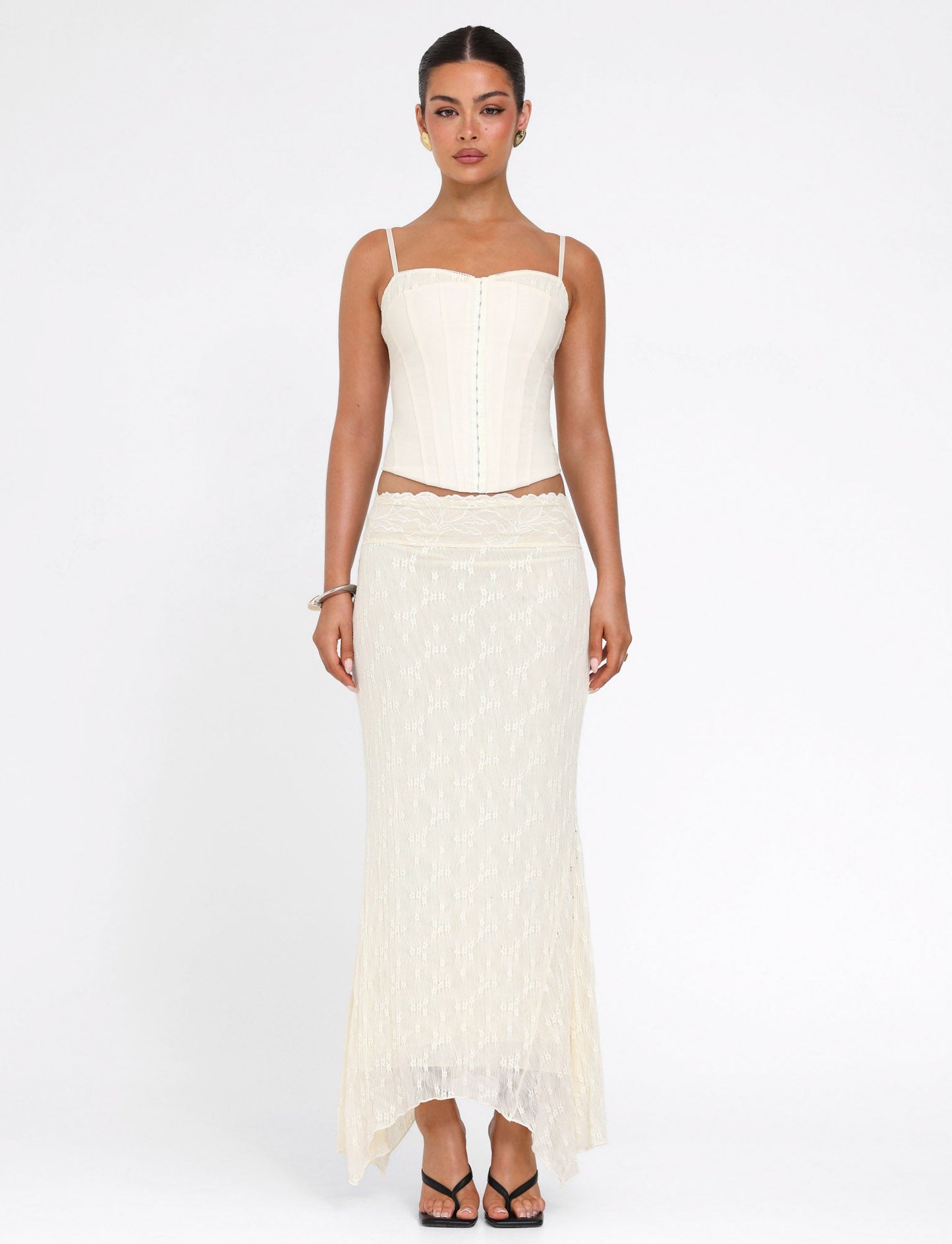 ANTONELLA MIDI SKIRT - WHITE : LACE : CREAM
