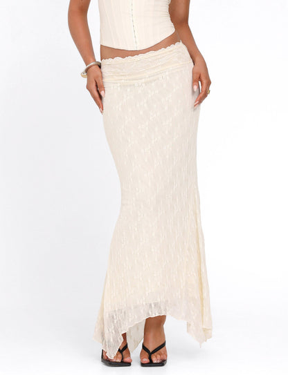 ANTONELLA MIDI SKIRT - WHITE : LACE : CREAM