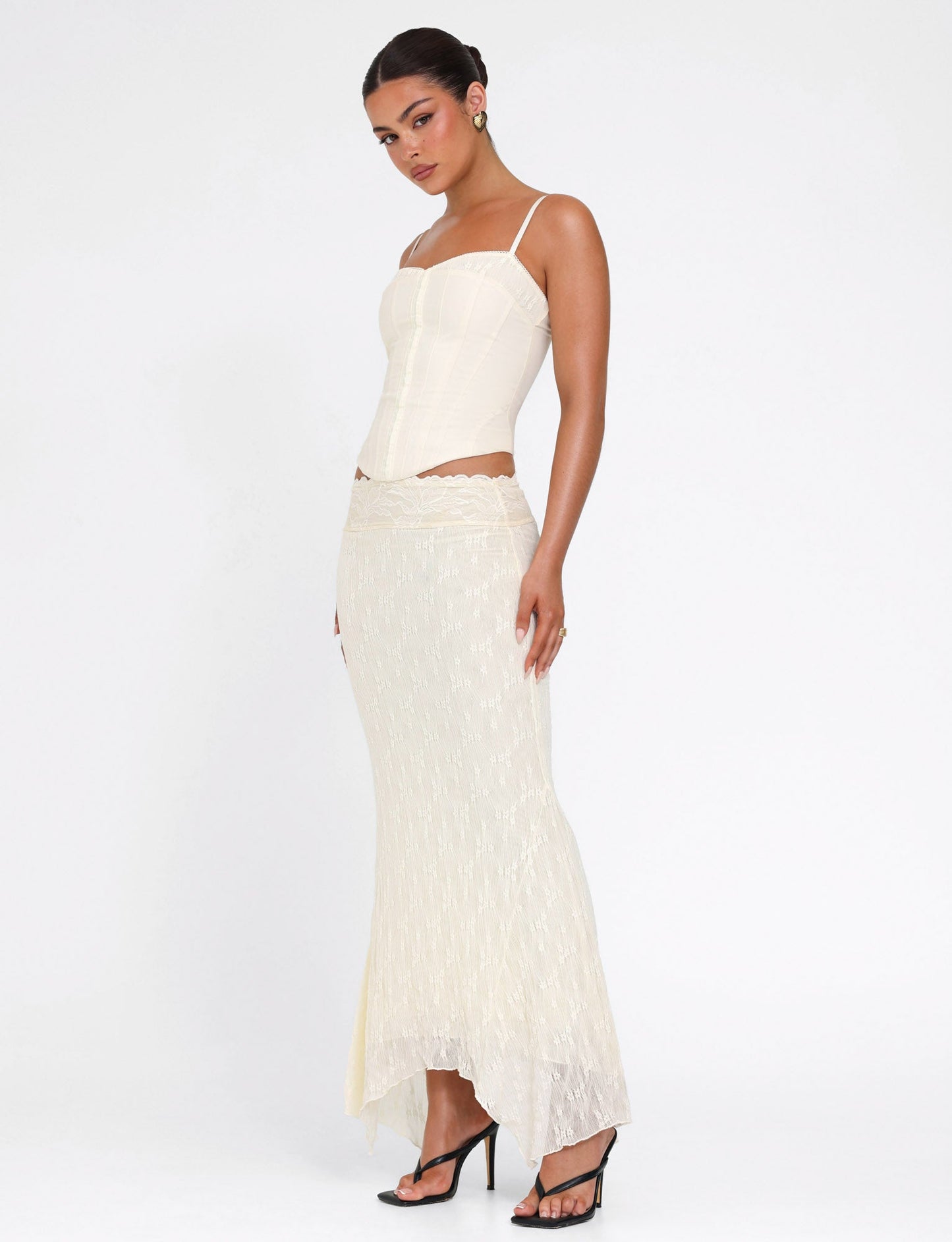 ANTONELLA MIDI SKIRT - WHITE : LACE : CREAM