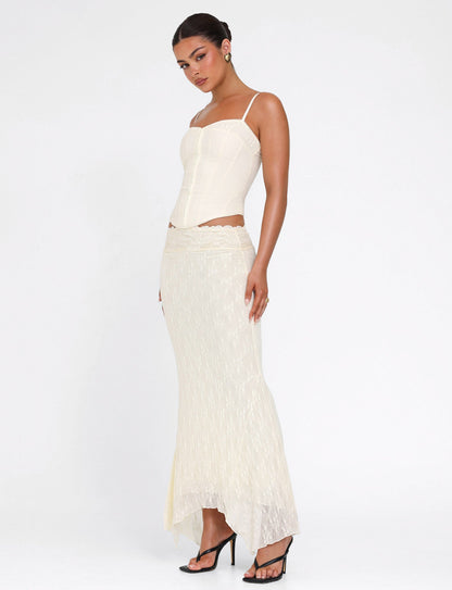 ANTONELLA MIDI SKIRT - WHITE : LACE : CREAM