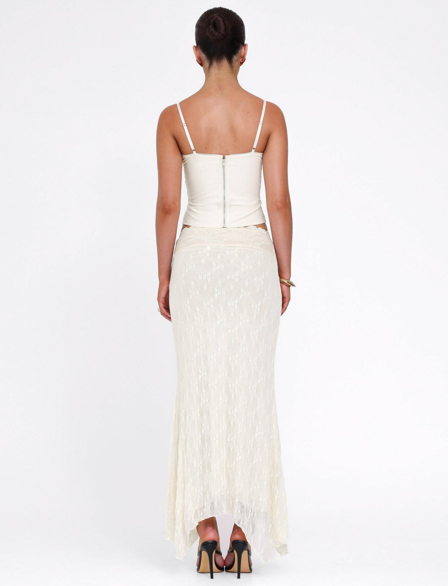 ANTONELLA MIDI SKIRT - WHITE : LACE : CREAM