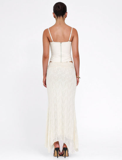 ANTONELLA MIDI SKIRT - WHITE : LACE : CREAM