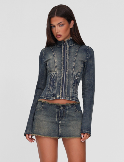 OPHELIE MINI SKORT - BLUE : DENIM BLUE