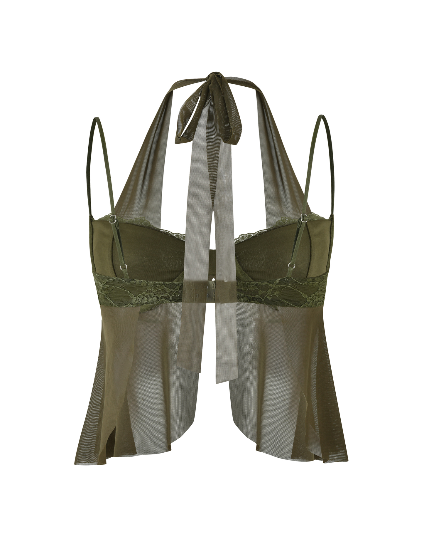 ADELINA TOP - GREEN : KHAKI GREEN : IVORY