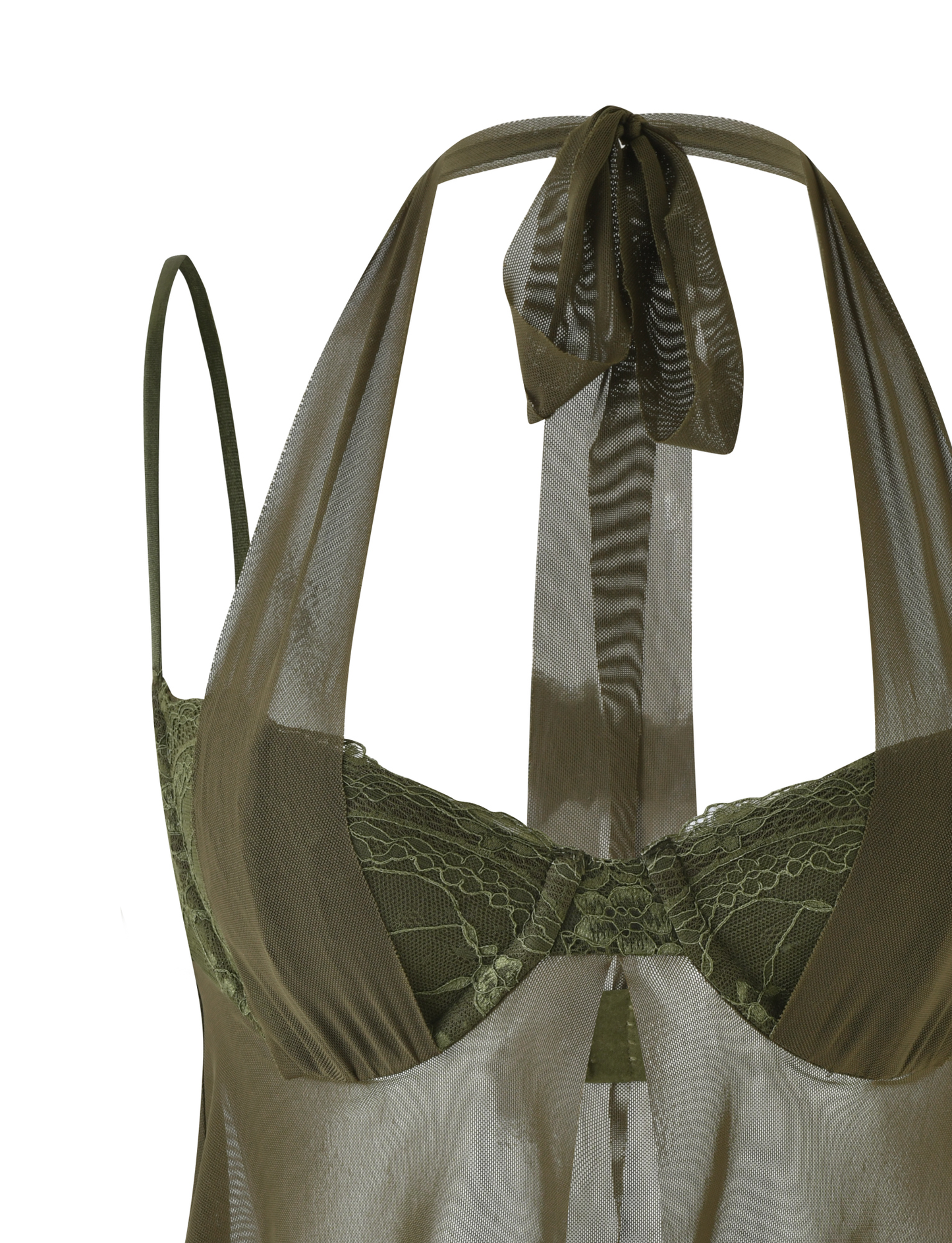 ADELINA TOP - GREEN : KHAKI GREEN : IVORY