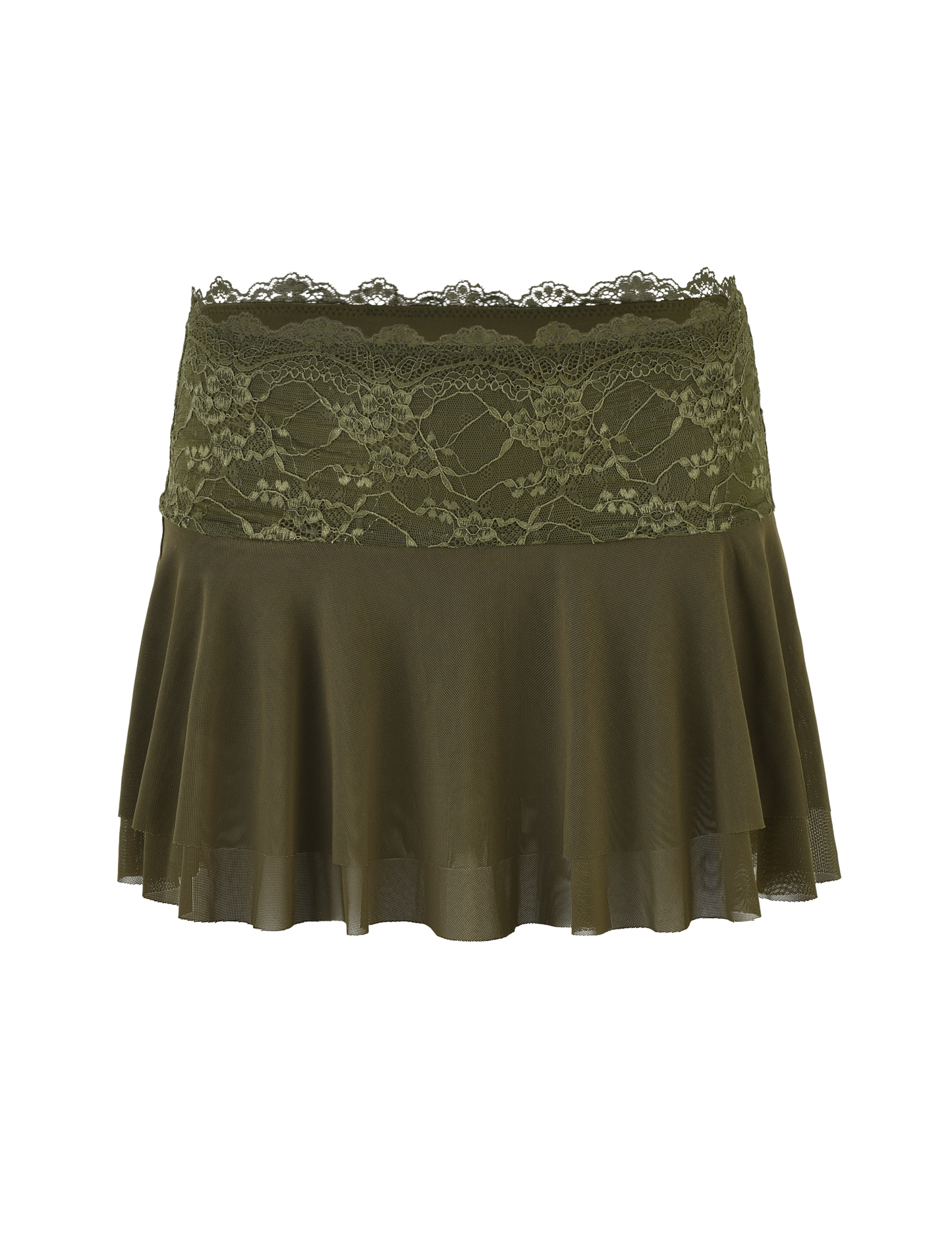 ADELINA MINI SKIRT - GREEN : KHAKI GREEN : IVORY