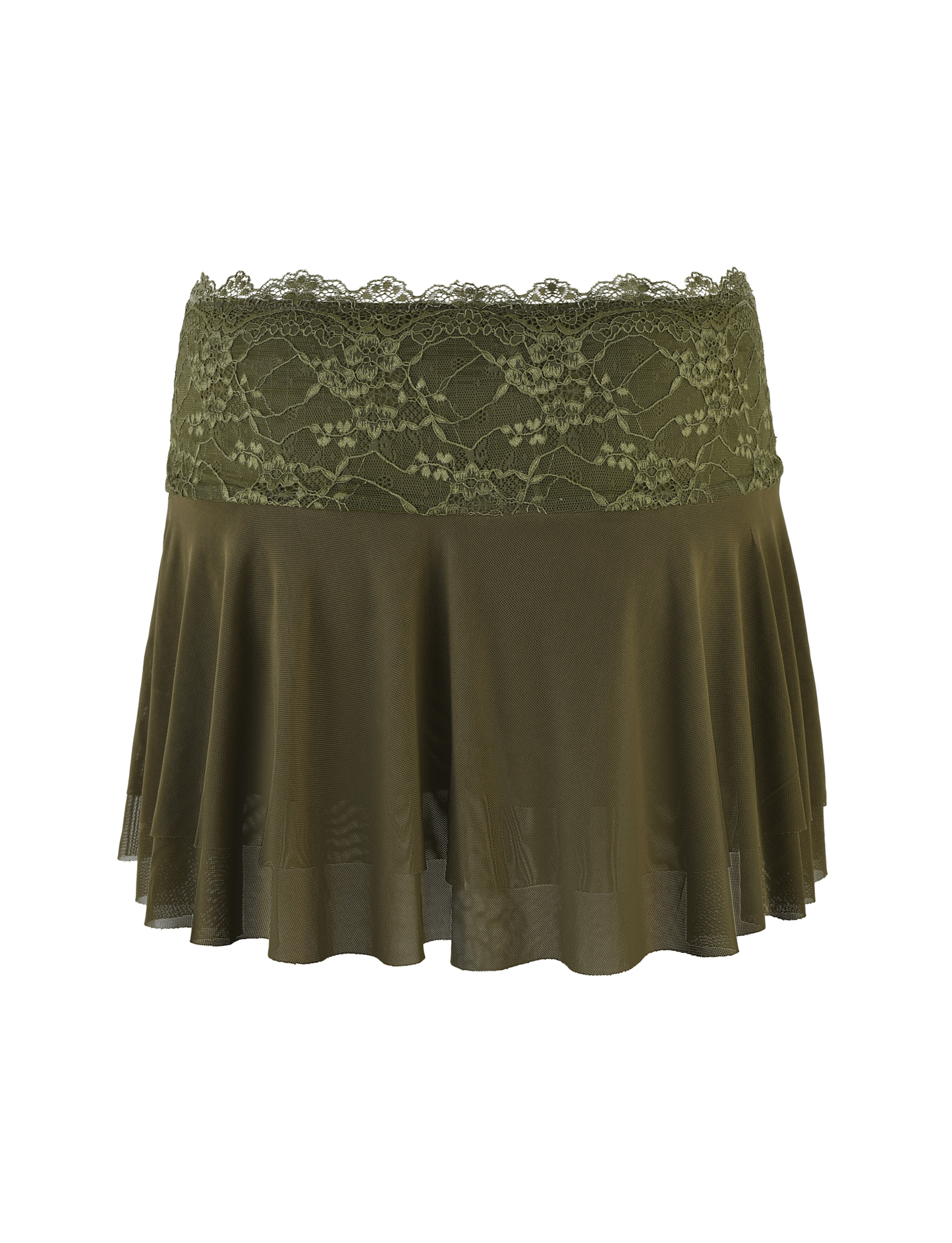 ADELINA MINI SKIRT - GREEN : KHAKI GREEN : IVORY