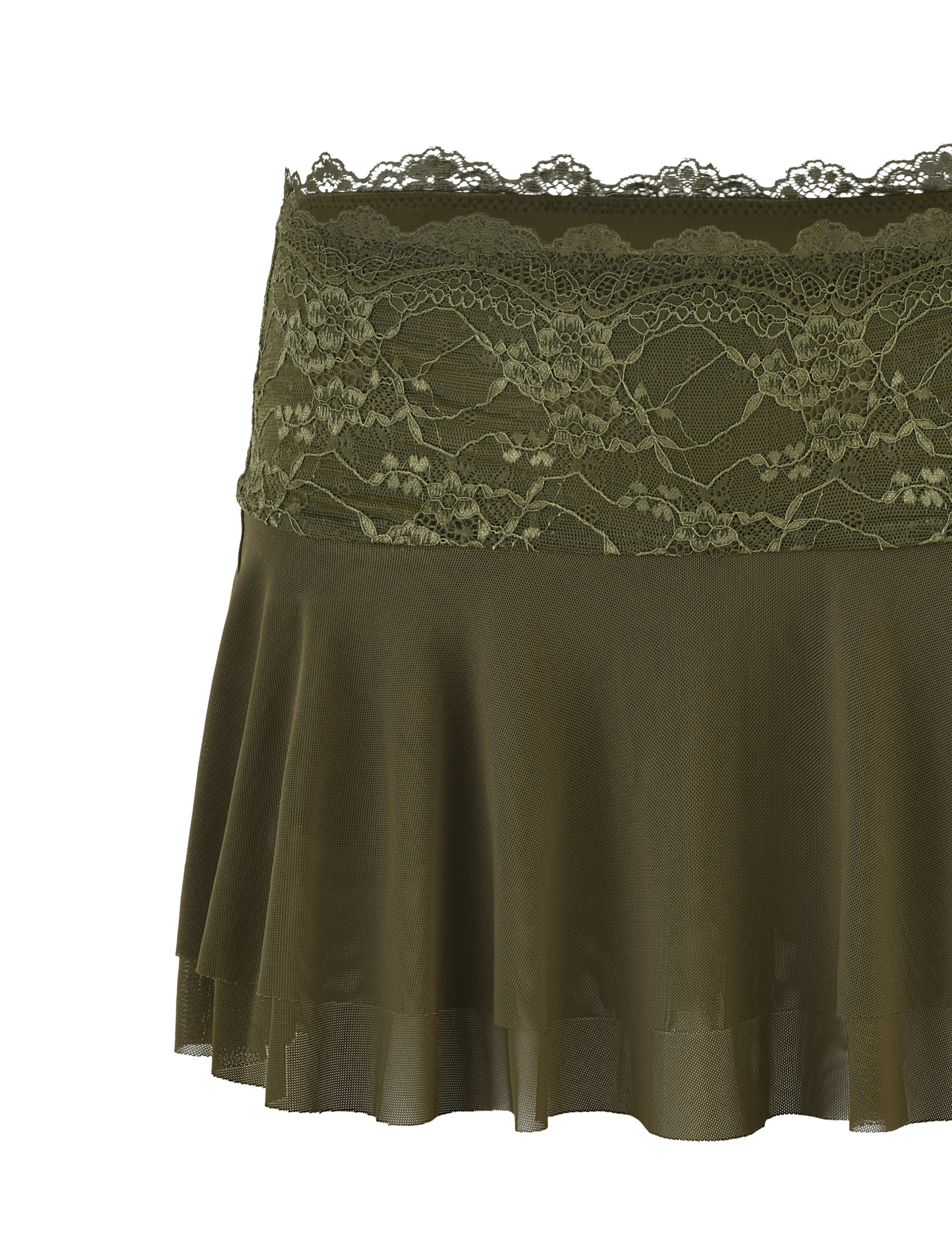 ADELINA MINI SKIRT - GREEN : KHAKI GREEN : IVORY