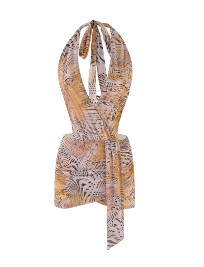 YARA MINI DRESS - NEUTRAL : ANIMAL : ANIMAL MARBLE
