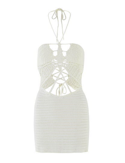 AZADI MINI DRESS - WHITE : CREAM : WHITE