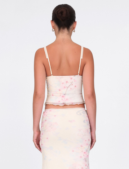 LONIE TOP - NEUTRAL : FLORAL : WASHED CHERRY BLOSSOM