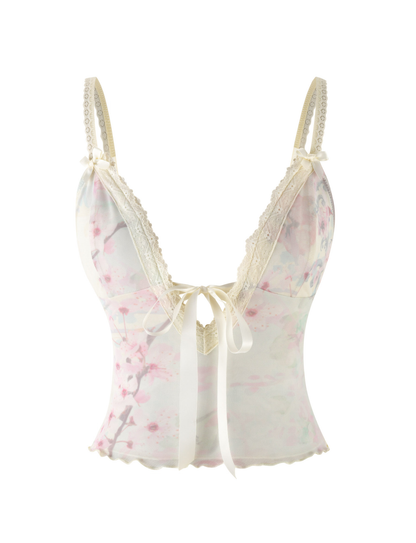 LONIE TOP - NEUTRAL : FLORAL : WASHED CHERRY BLOSSOM