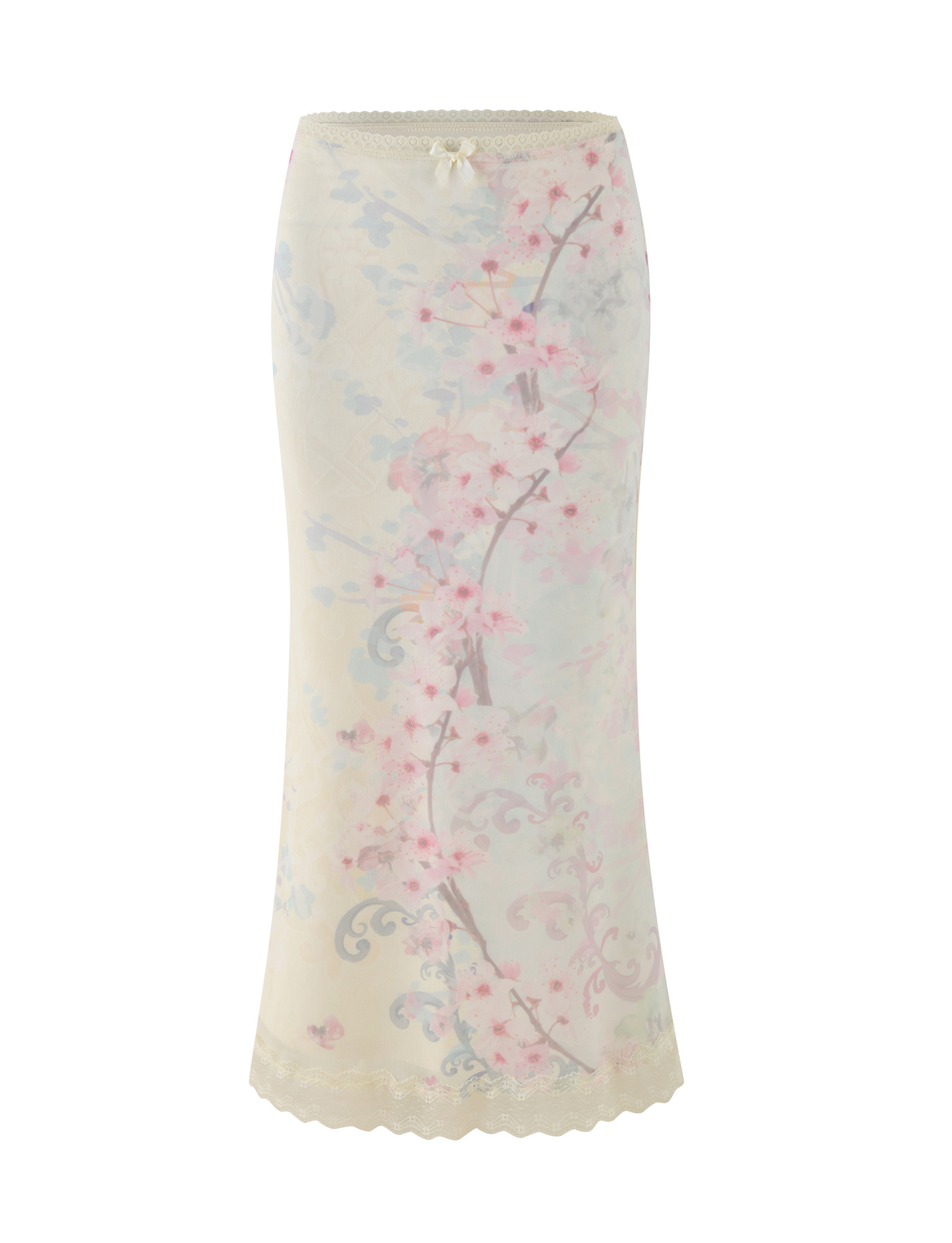 LONIE MIDI SKIRT - NEUTRAL : FLORAL : WASHED CHERRY BLOSSOM
