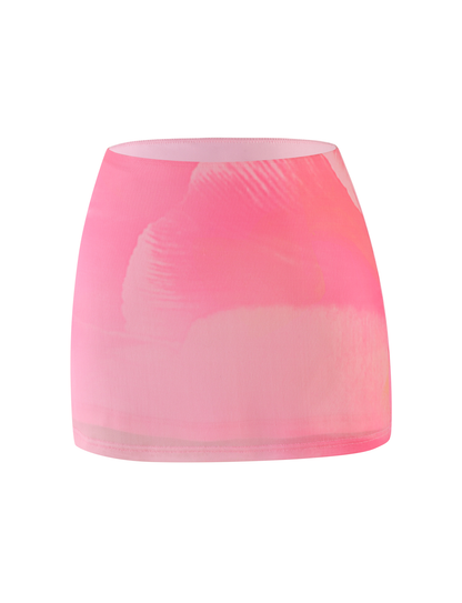 SARIAH MINI SKIRT - PINK : MACRO FLORAL : PINK BLOSSOM