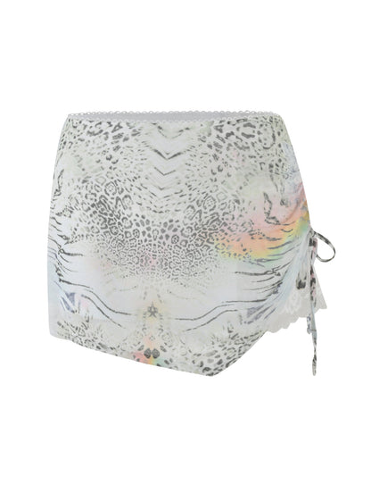 JOSEPHINE MINI SKIRT - WHITE : ANIMAL : ANIMAL PRINT