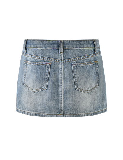 MICHAYLA MINI SKIRT - MID WASH