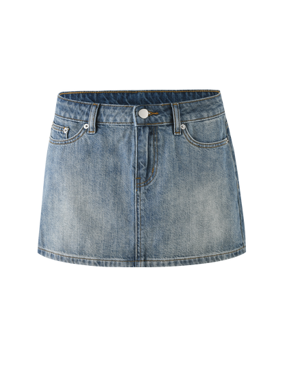 MICHAYLA MINI SKIRT - MID WASH