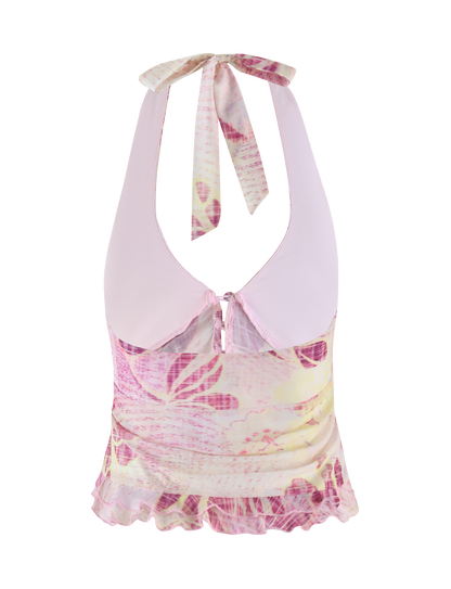 DALILA TOP - GRUNGE FLORAL MAGENTA