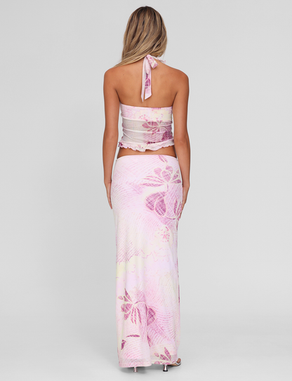 DALILA MIDI SKIRT - GRUNGE FLORAL MAGENTA