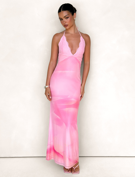 DENAE MAXI DRESS - PINK : FLORAL : PINK BLOSSOM