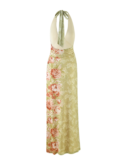 SIRENA MAXI DRESS - YELLOW : FLORAL : ROSE STRIPE