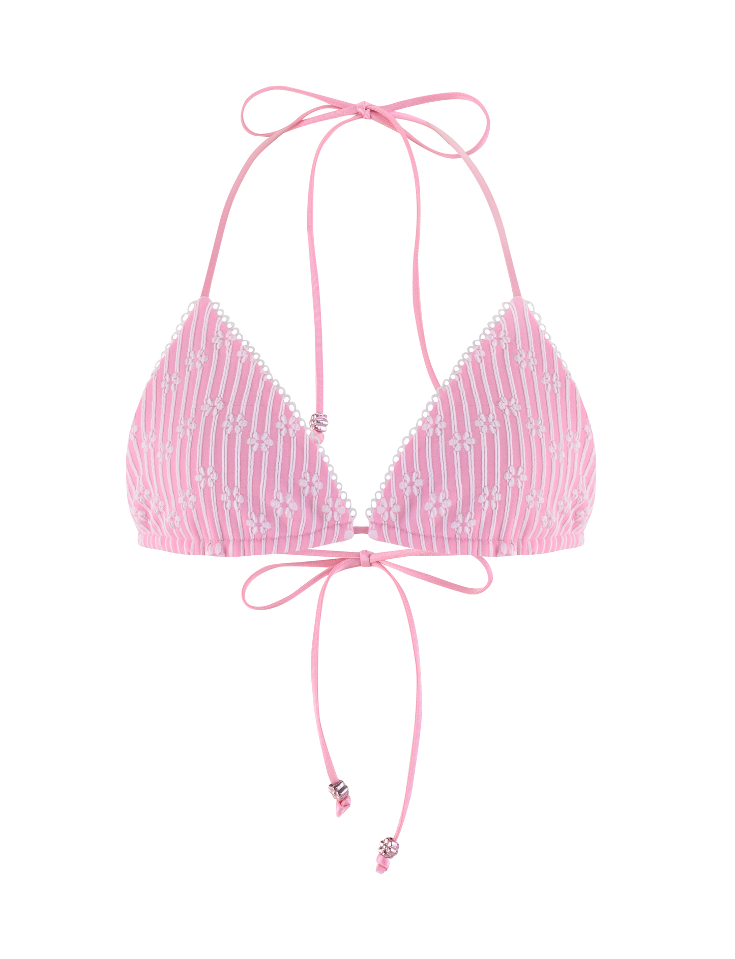 SAHRA BIKINI TOP - PINK FLOWER STRIPE