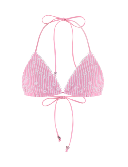 SAHRA BIKINI TOP - PINK FLOWER STRIPE