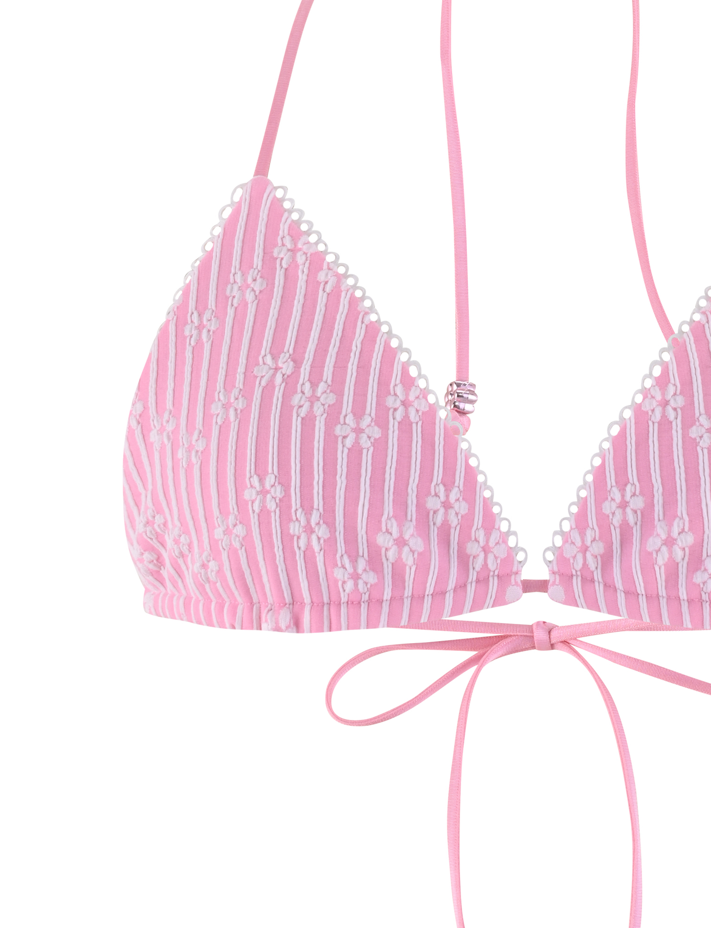 SAHRA BIKINI TOP - PINK FLOWER STRIPE