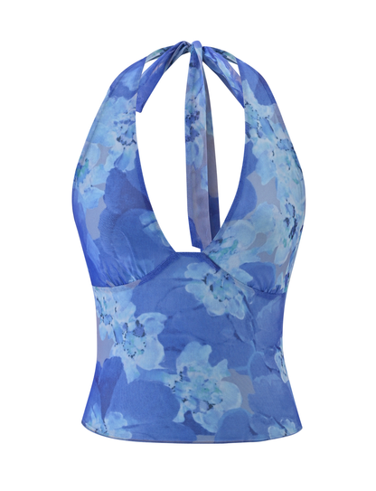 DEVYN TOP - BLUE MACRO FLORAL
