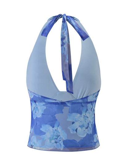 DEVYN TOP - BLUE MACRO FLORAL
