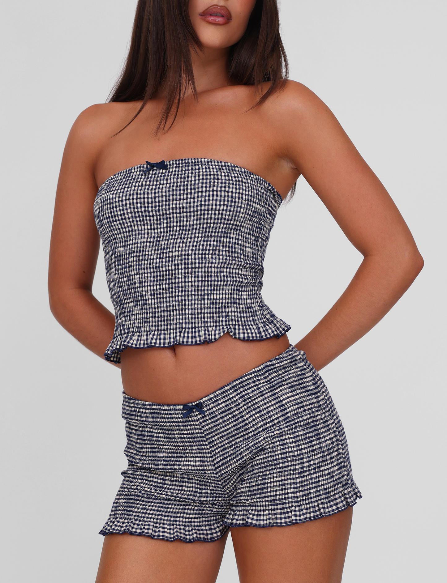 ERYNN SHORTS - NAVY GINGHAM