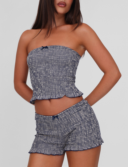 ERYNN SHORTS - NAVY GINGHAM