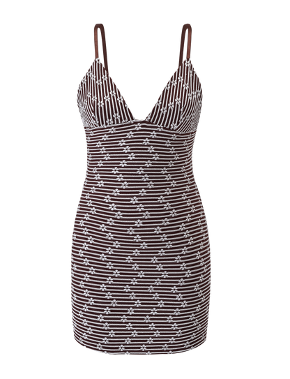 SAHRA MINI DRESS - CHOCOLATE BROWN STRIPE