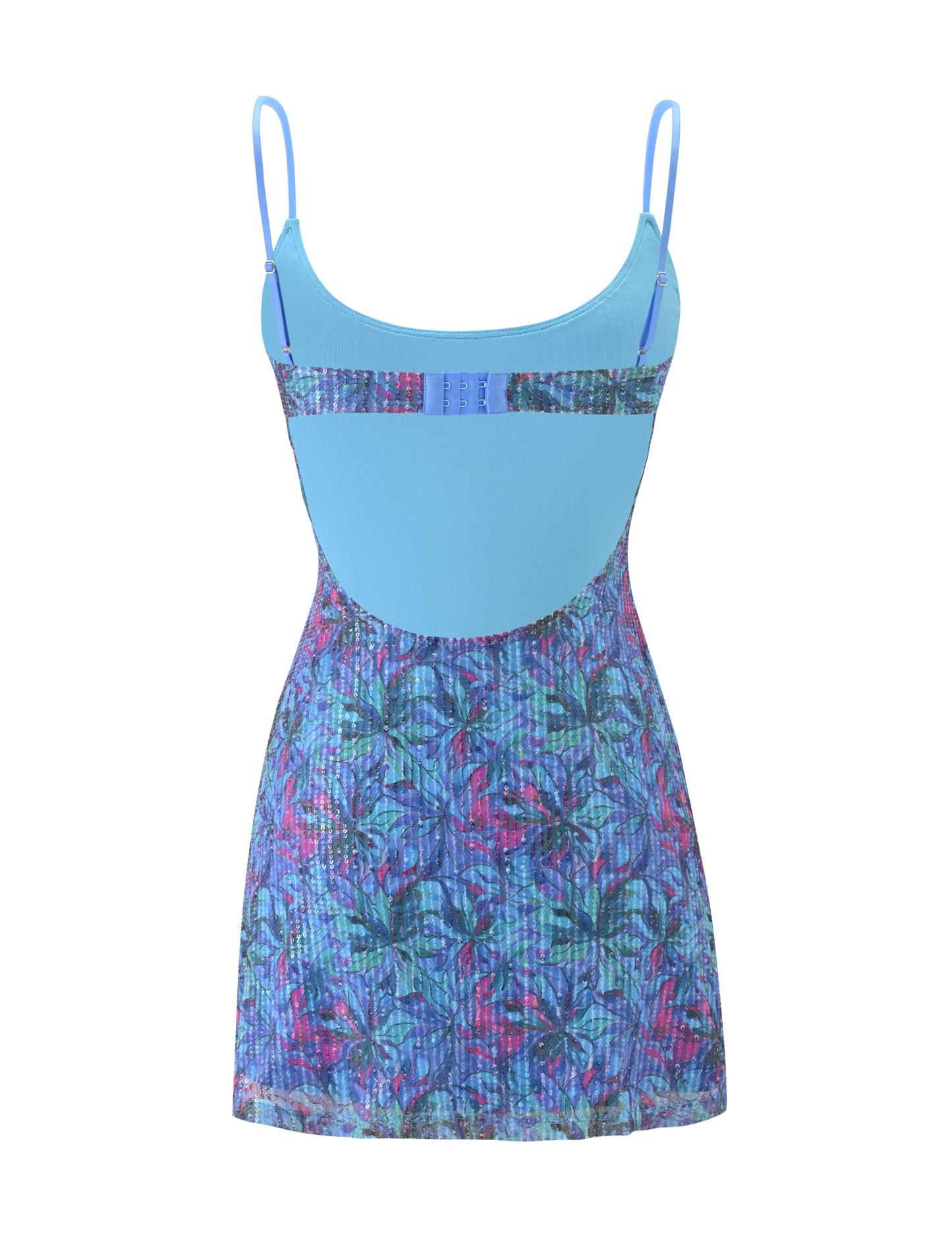 ZEINA MINI DRESS - BLUE FLORAL SEQUIN