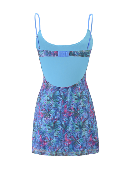 ZEINA MINI DRESS - BLUE FLORAL SEQUIN