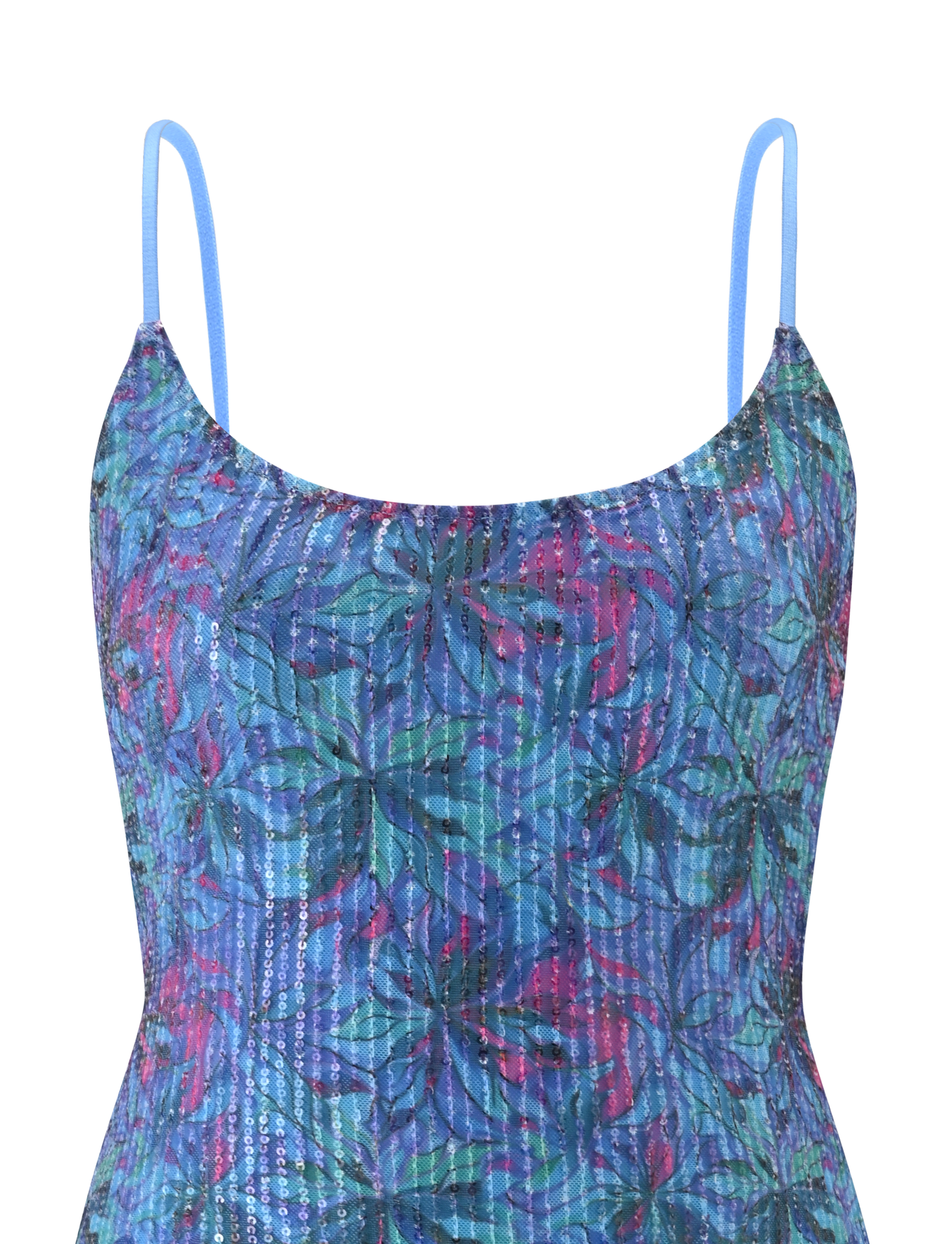 ZEINA MINI DRESS - BLUE FLORAL SEQUIN